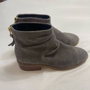 Cole Haan Riona Grand Back Zip Bootie Slouch Ankle Boot Gray Suede Women's 7B